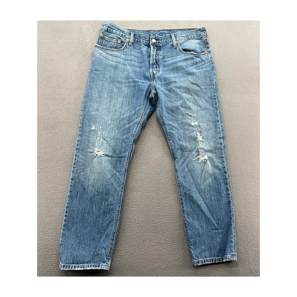Levi's Denim - Levis 501 Original Fit Jeans Womens 32x32 Blue Distressed Button Fly Denim Pants